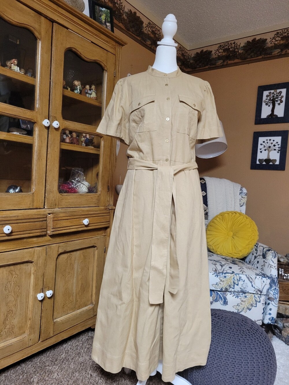 NWT Ann Taylor Linen Blend Collared Button-Front Shirt Dress w/ Pockets Sz 12